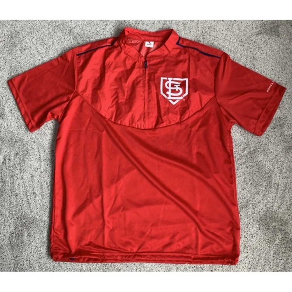 St Louis Cardinals Men Short Sleeve 1/4 Zip Windbreaker Pullover MLB Baseball XL